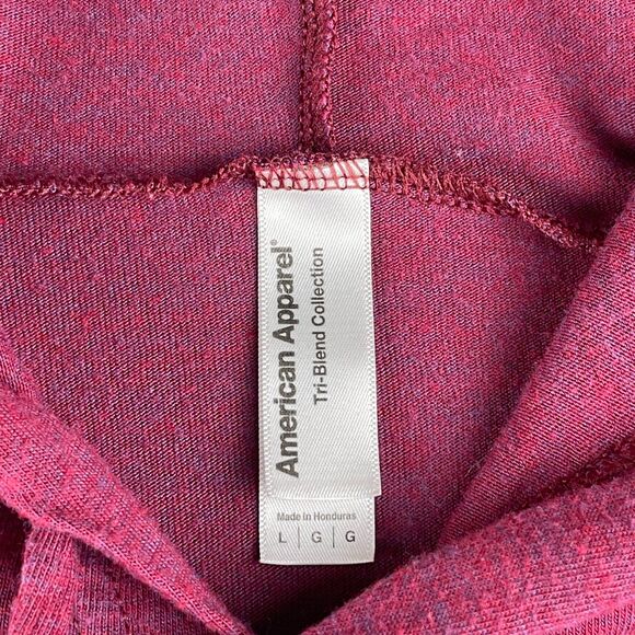 American Apparel Hoodie Mens L Burgundy Tri-Blend Lightweight Soft Long Sleeve - Picture 6 of 7